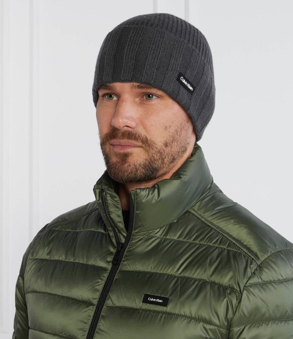 Хлопчатобумажная шапка ELEVATED RIB BEANIE Calvin Klein - графитовый(K50K510985)