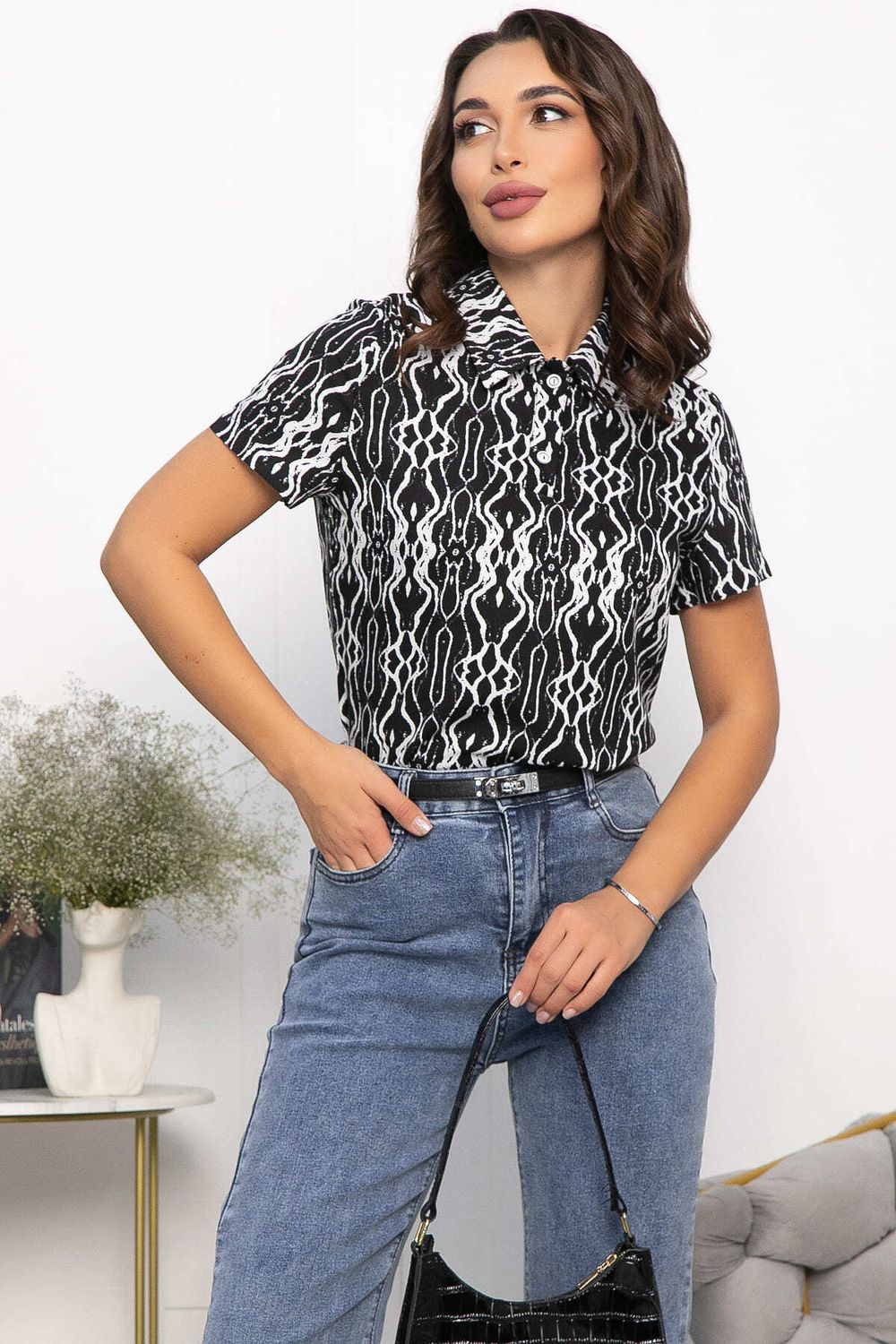 Поло Тренди (черное/узор) Б14093-10М LT Collection