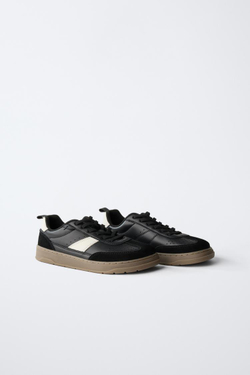 ZARA КОЖАНЫЕ КРОССОВКИ BAREFOOT, ЧЕРНЫЙ