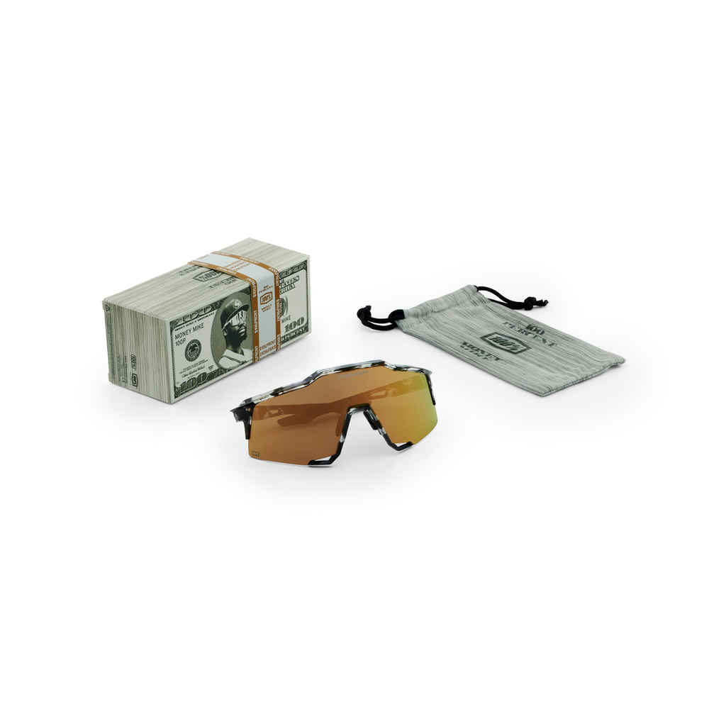 Спортивные очки с диоптриями 100% SPEEDCRAFT Money Mike 3 Polished Black Tortoise - HiPER 24K Gold Mirror Lens