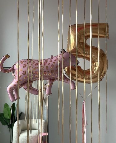 Шары 5 лет девочке набор Леопард розовый