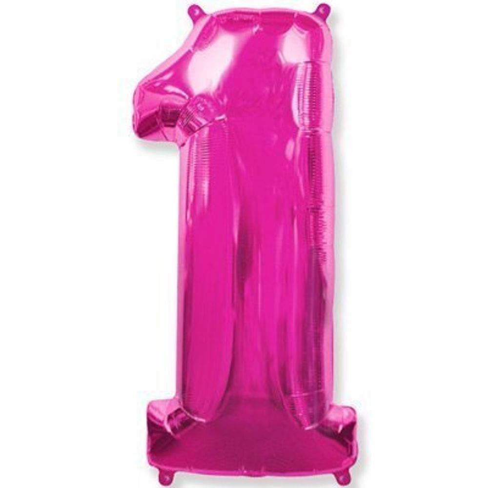 Шар фольгированный ЦИФРА &quot;1&quot; 40&quot; Fuchsia с гелием