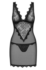 Черная сорочка с бархатным узором Emperita Chemise XXL (50) (Цвет: черный)