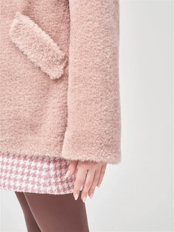 Эко мех шуба чебурашка куртка, розовая, Americanka