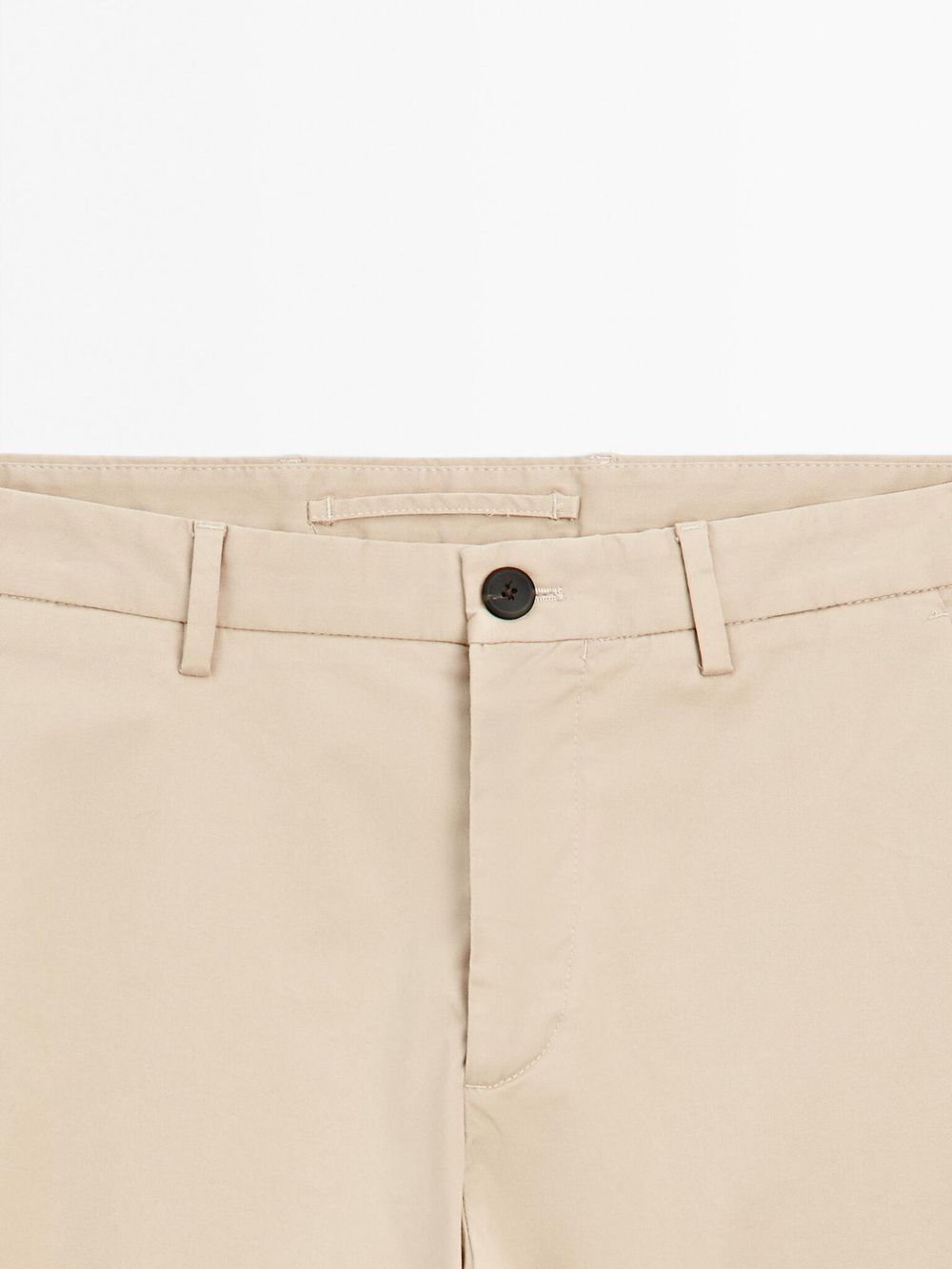 Massimo Dutti Зауженные брюки из хлопковой смесовой ткани, бежевый