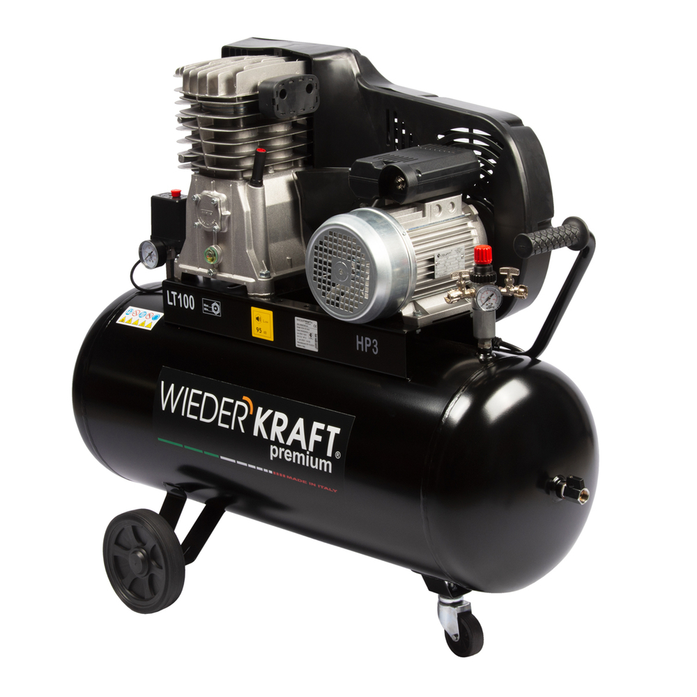 WDK-91053 (УЦЕНКА) Компрессор поршневой с ременным приводом 423 л/мин, 2.2 КВт, 220 В, ресивер 100 л