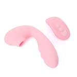 Розовый вибратор Tara с вакуумной стимуляцией и пультом ДУ (Цвет: розовый)