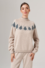 23172 Свитер женский (серо-бежевый меланж)
