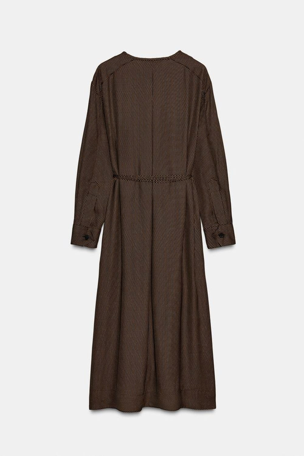 ZARA ПЛАТЬЕ В ГОРОШЕК С ПОЯСОМ — ZW COLLECTION, КОРИЧНЕВЫЙ