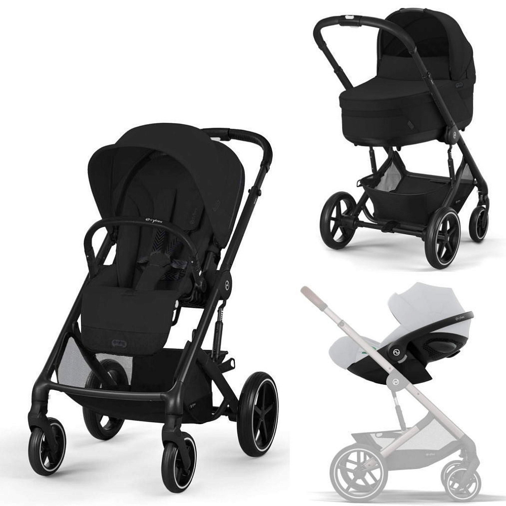 Коляска Cybex Balios S Lux BLK complete Cloud T Cozy Beige Plus 3 в 1 Moon Black с дождевиками