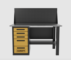 Верстак однотумбовый 5 ящиков с экраном, желтый 1400*700 Garopt, GT1400STY5PP.yell
