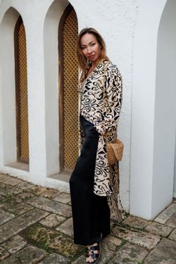 Рубашка "Бежево-Черный принт"