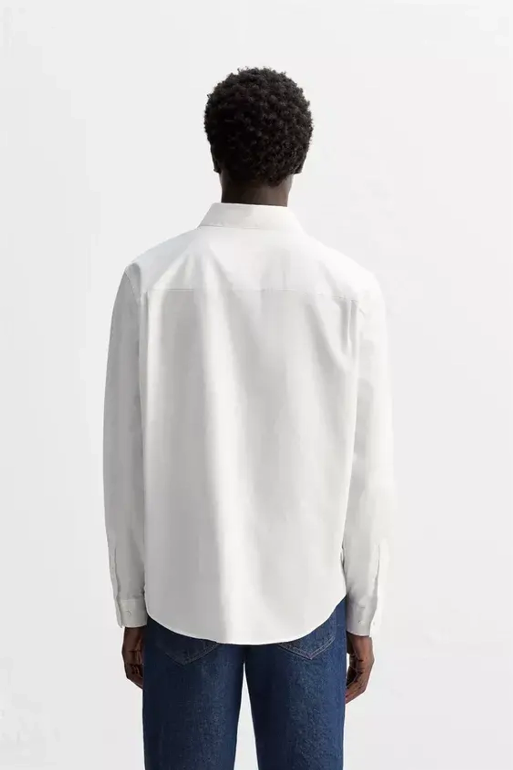 ZARА РУБАШКА ИЗ ХЛОПКОВОГО ПОПЛИНА, БЕЛЫЙ