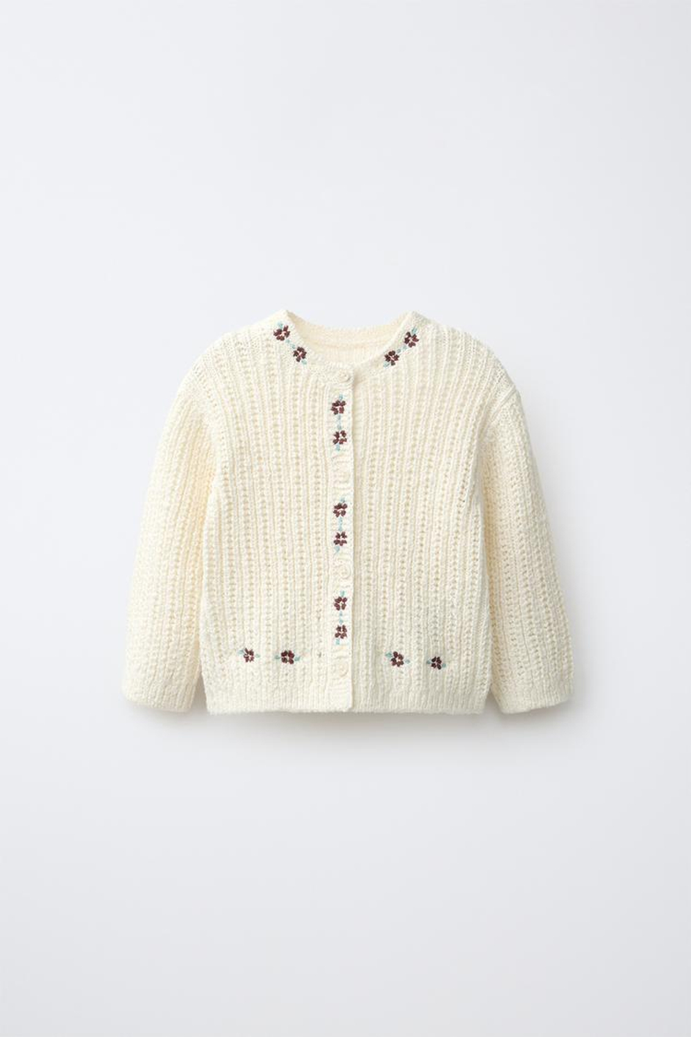 ZARA КАРДИГАН С ЦВЕТОЧНОЙ ВЫШИВКОЙ, ЭКРЮ