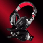 Наушники с микрофоном Оклик HS-L320G, черный/красный
