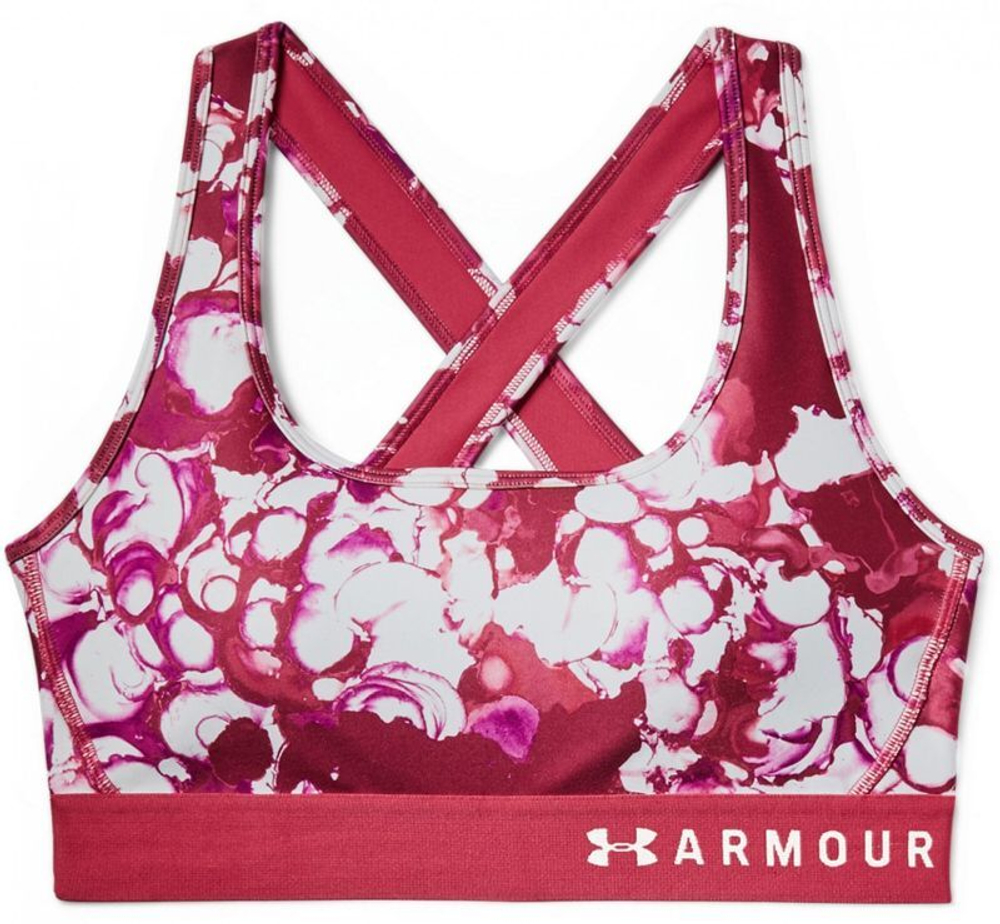 Теннисный бюстгальтер Under Armour Mid Crossback Print - impulse pink/impulse pink