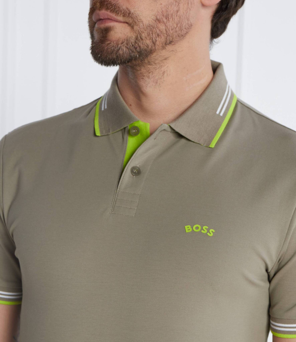 Поло Paul Curved BOSS GREEN - хаки(50469245)