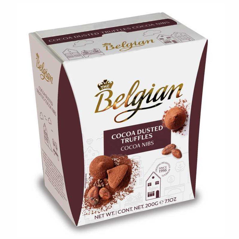 Шоколад Бельгиан Трюфели с кусочками какао-бобов присыпанные какао / The Belgian Cocoa Dusted Truffles with Cacao Pieces 200г