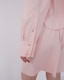 Рубашка укороченная из смесового хлопка розовый
