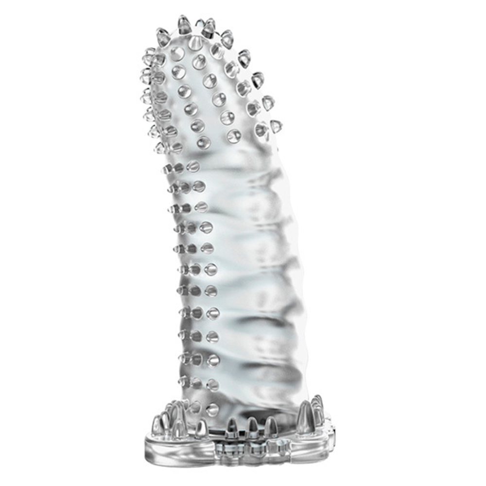 Прозрачная насадка удлинитель 14см с шипами и стимуляцией предвагинальной зоны Baile Brave Man BI-026202