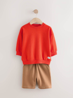 Толстовка и шорты в комплекте для мальчика Next E60-687, Красный, Светло-коричневый