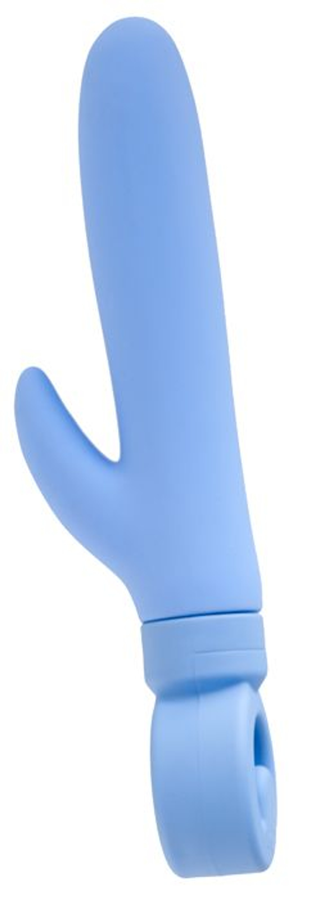 Голубой вибратор с клиторальным стимулятором - 23 см. (Цвет: голубой)