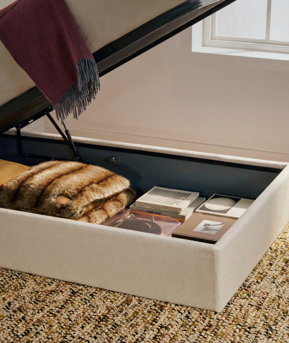 Основание кровати Nelzi из шенилла цвета экрю для матраса 90 x 200 см