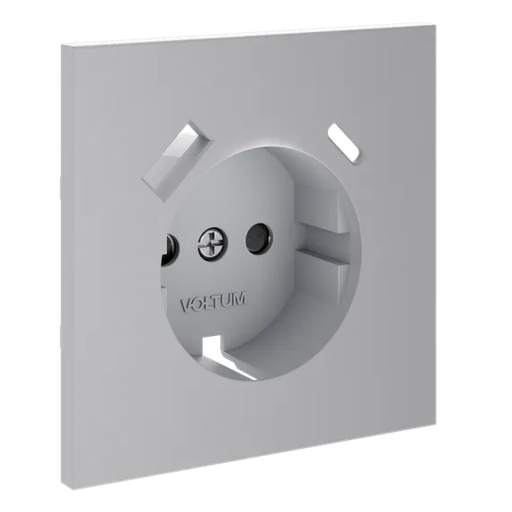 Накладка для розетки с заземлением и защитными шторками, с USB A+C, S70 (серый) vls001016