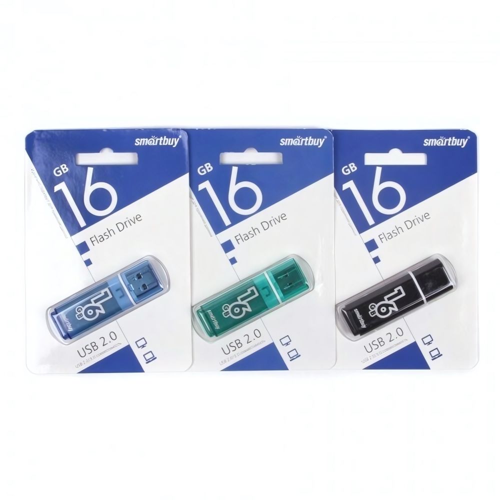 Флеш-накопитель 16 Gb Smart Buy Glossy series Черный