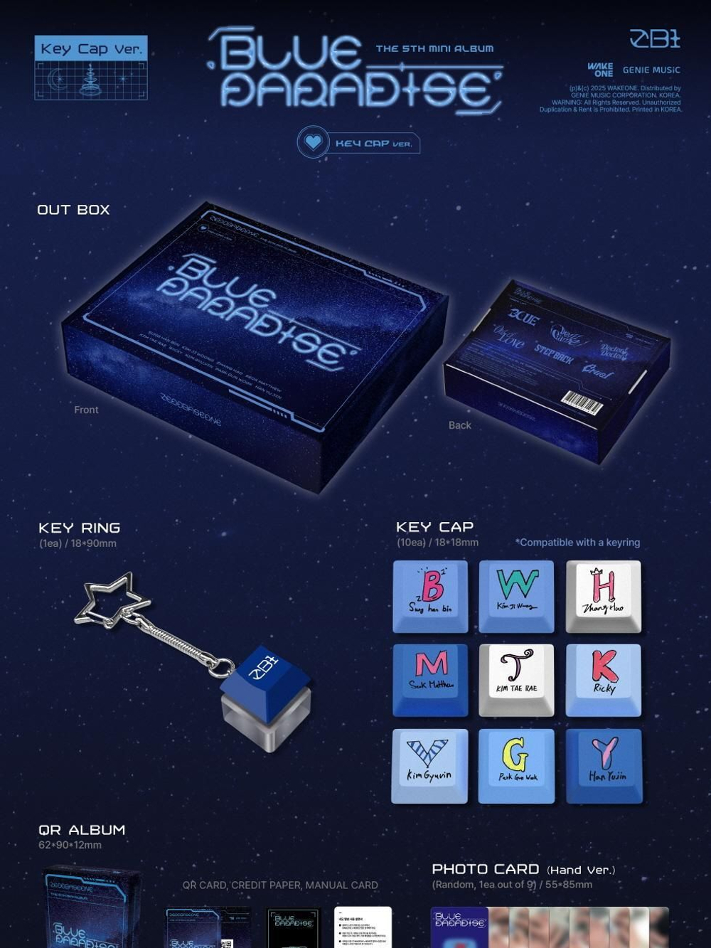 Альбом ZEROBASEONE - BLUE PARADISE 5th Mini Album KEY CAP Version