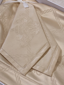 Скатерть 170х280 и 12 салфеток Gamba 9818 Begie бежевая