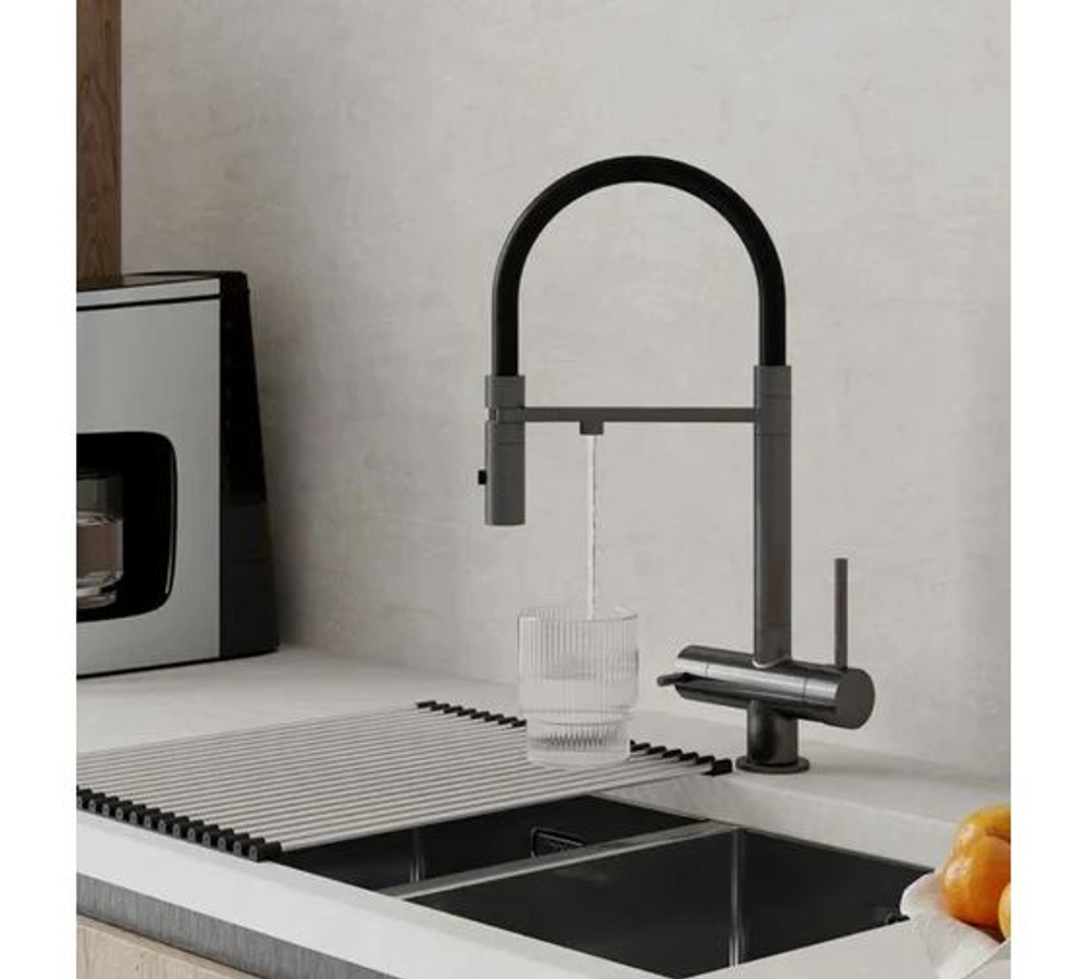 Смеситель для кухни с гибким изливом, сатин, Meal, Milardo, M01BN0FM05