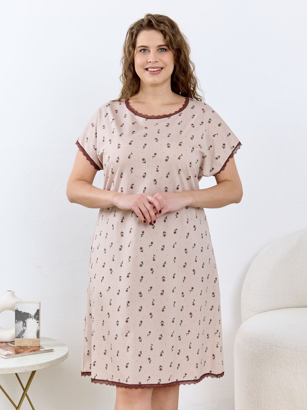 Ночная сорочка Вельвета-1 Виотекс БЕЖЕВЫЙ