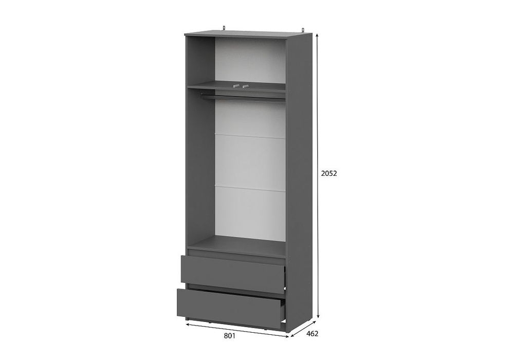 Den Шкаф двухстворчатый с ящиками Графит серый