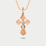 Крест женский православный из розового золота 585 пробы без вставок (арт. ПШ0190)