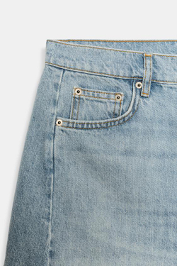 ZARA ДЖИНСОВЫЕ ШОРТЫ RELAXED СО СРЕДНЕЙ ПОСАДКОЙ — ZW COLLECTION, ГОЛУБОЙ