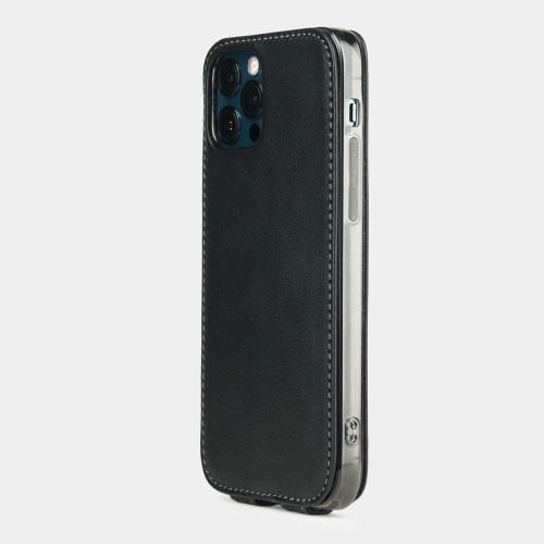 Чехол для iPhone 12 Pro Max из натуральной кожи теленка, черного цвета