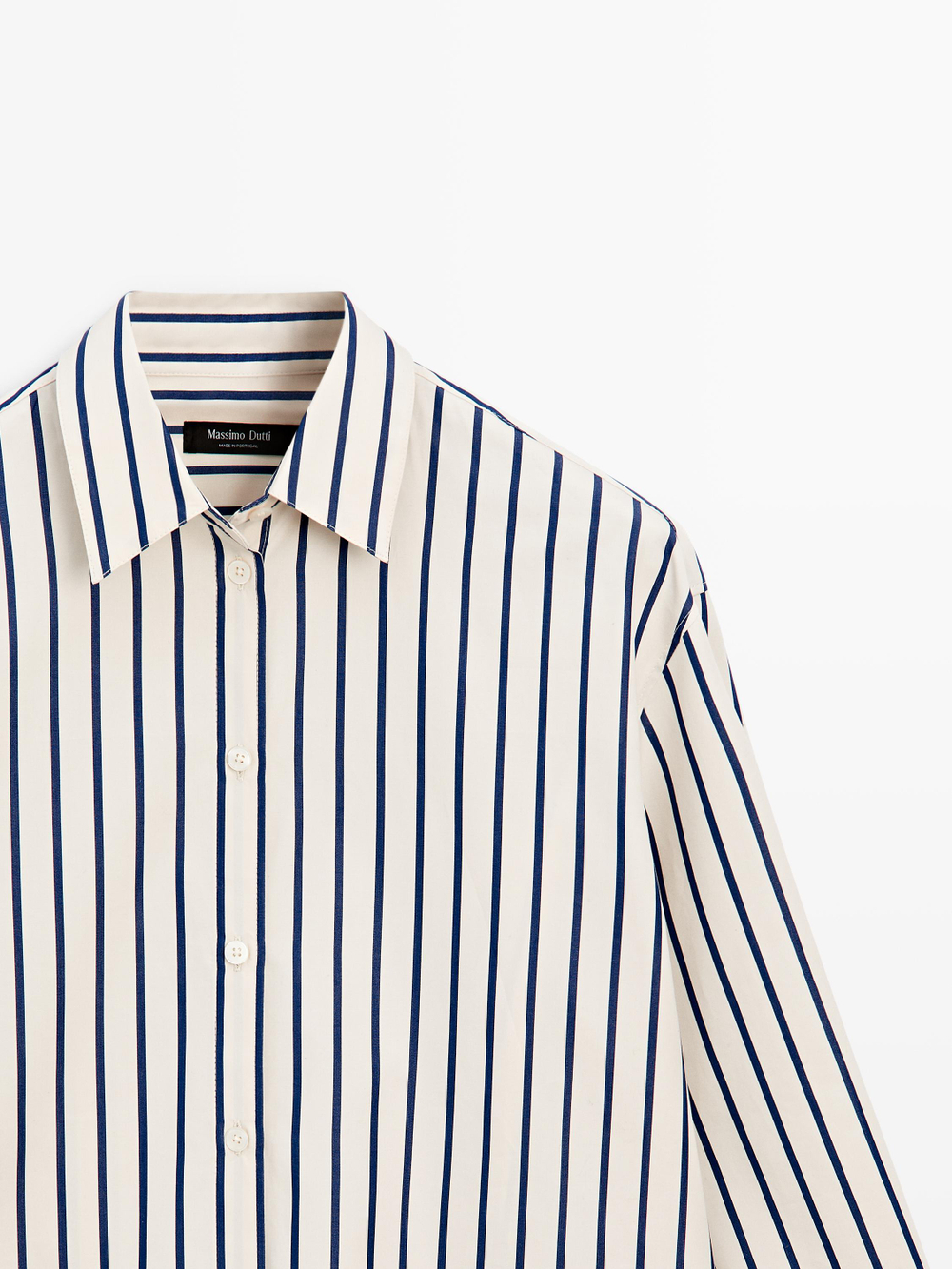 Massimo Dutti Рубашка из 100% хлопка в полоску, ванильный