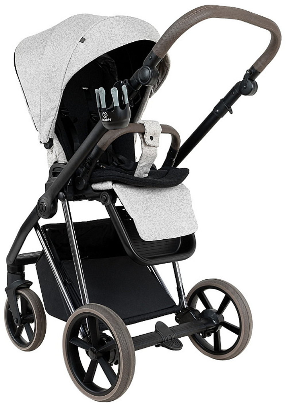 Детская коляска Roan Sol Vintage Luxury 2.0 3 в 1 с автокреслом Tutis Elo Black PIX/50/L Pixel/Light/Black/руч.Cappuccino