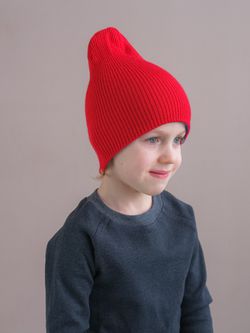 Шапка вязаная хлопковая ТВИНС(Джинс, красный)