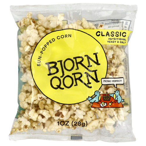 BjornQorn, кукуруза, обжаренная на солнце, классическая, 28 г (1 унция)