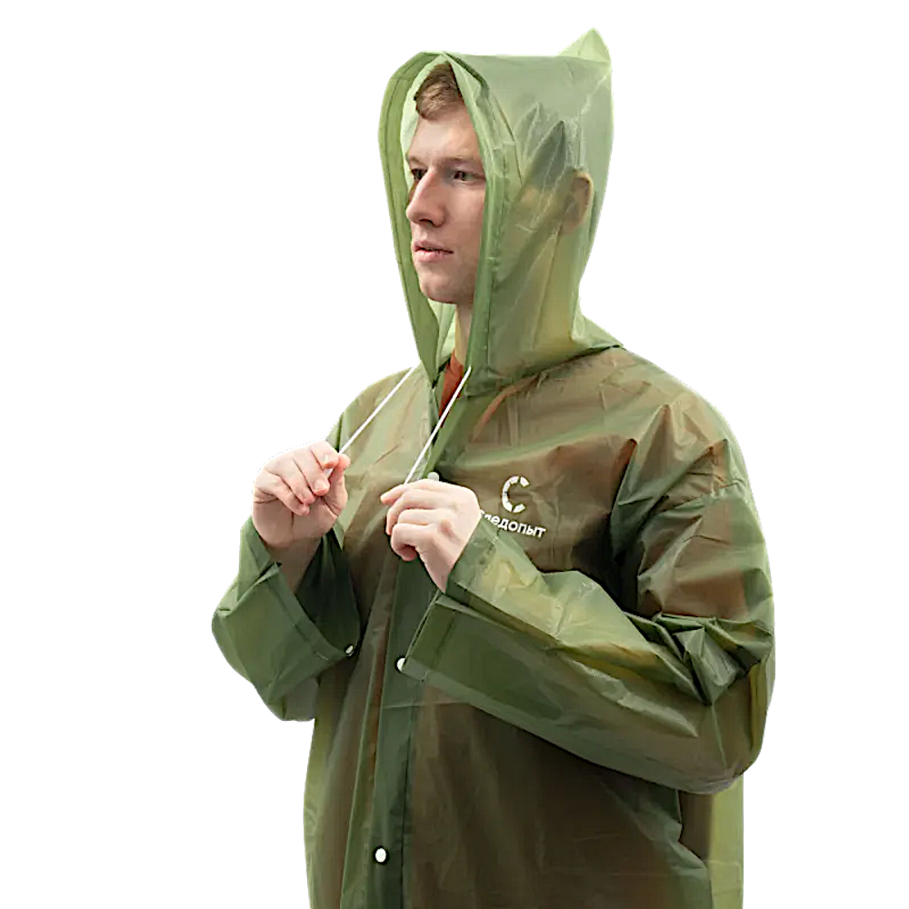 Плащ-дождевик Следопыт PF-RC-15 80х131см на кнопках с капюшоном цв.Army Green -