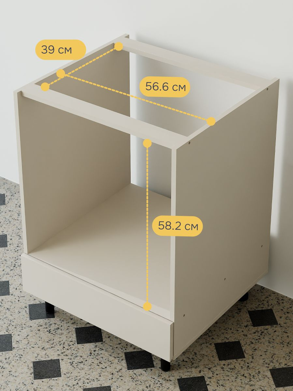 Кухонный модуль 60х60х85, Виго, под духовой шкаф, напольный, со столешницей, белый, Dipriz