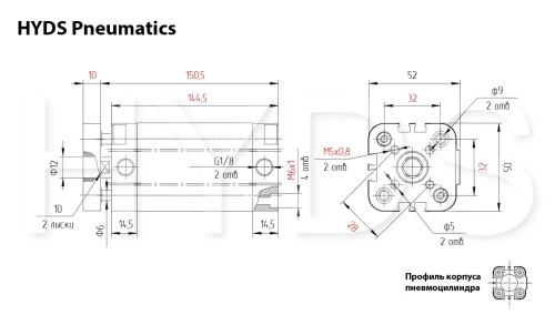 ADVUL-32-100-P-A Пневмоцилиндр