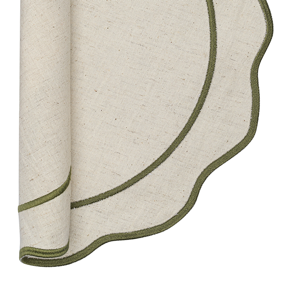 Салфетка под приборы anemone из коллекции trendy ruffles, D38 см, оливковый