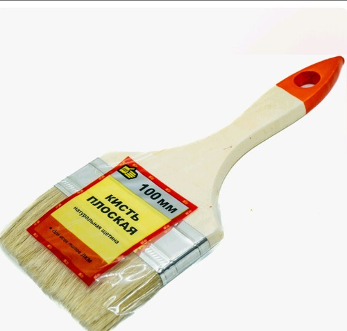 Кисть плоская Стандарт 100мм  / нат.щет, оц.оправка, лак.дер.руч (888) 0126260