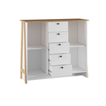 Комод для одежды с ящиками и полками Дуб крафт золото/Белый 129х110,6х42,4 см