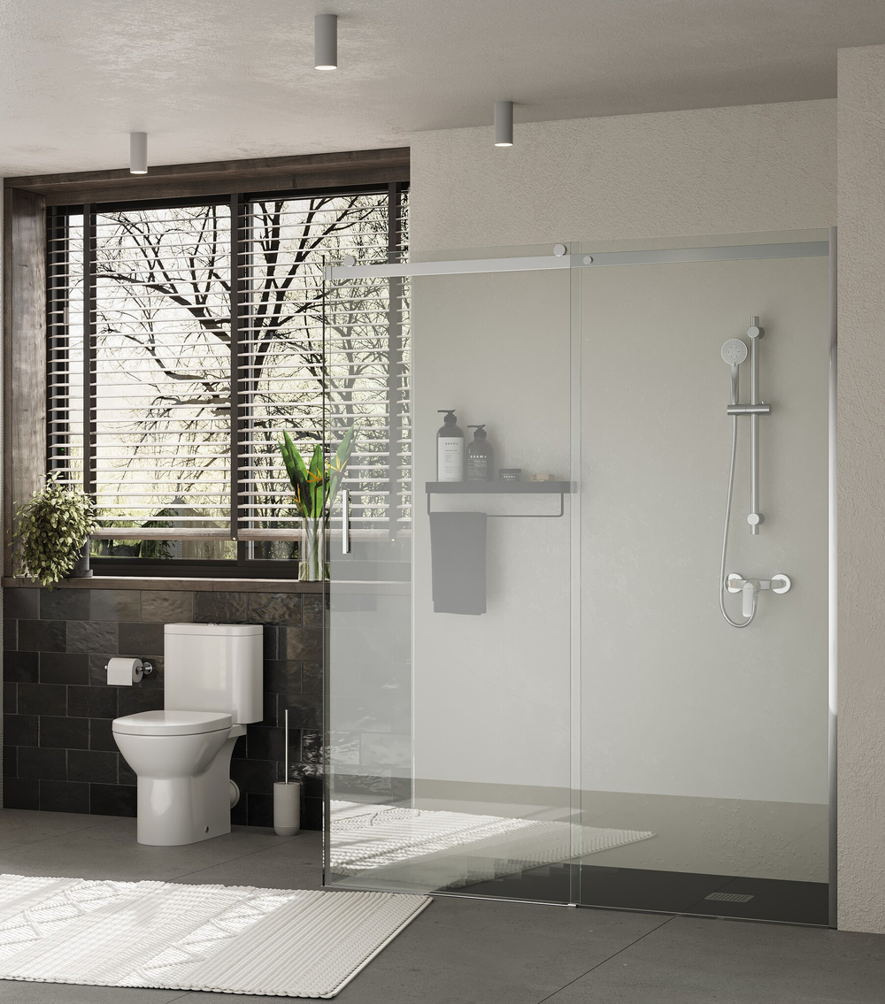 Дверь раздвижная Roca Area 1600x2000, правая, ручка слева, прозрачное стекло, профиль xром MP05R6012M