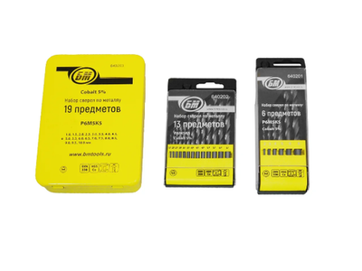 Набор сверл по металлу Р6М5К5 13 пр. (1-6,5 мм) метал. упаковка БМ