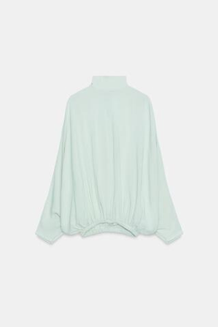 ZARA РУБАШКА С ЗАВЯЗКАМИ ZW COLLECTION, ЦВЕТ МОРСКОЙ ВОЛНЫ